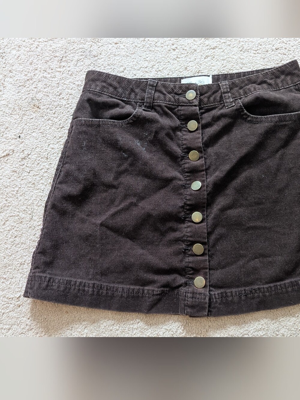 Forever 21 Brown Button-Front Corduroy Mini Skirt